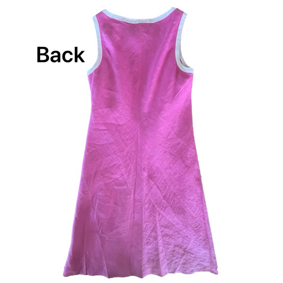 Vintage Talbots Irish Linen Sleeveless Sheath Midi Dress Pink Size 8 - Picture 10 of 16